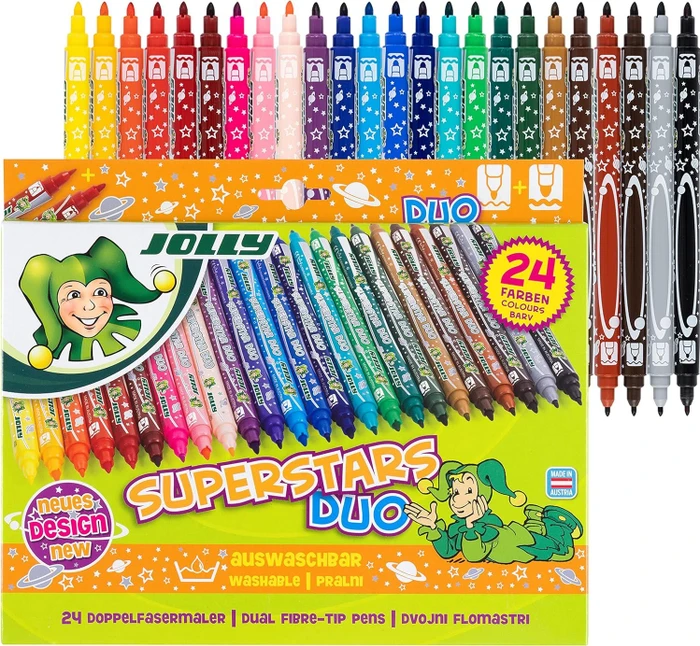 Jolly Superstars Duo Doppelfasermaler sortiert, 24er-Set, Etui