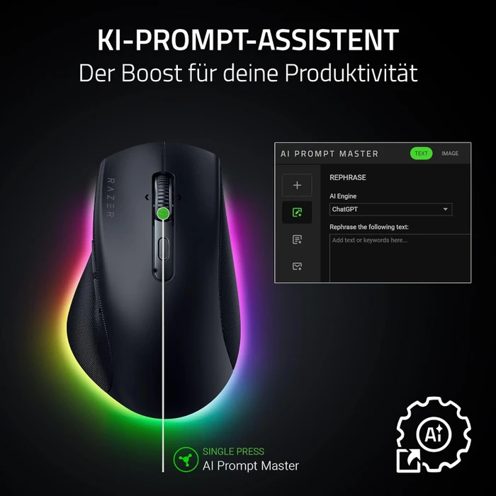 Razer Pro Click V2 Wireless Mouse, schwarz, USB/Bluetooth