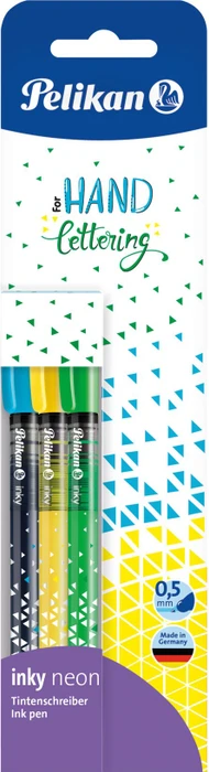 Pelikan inky Neon Tintenroller (Mine) sortiert, Rechtshänder, 3er-Set, Blister