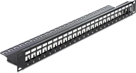 DeLOCK Patchpanel für RJ-45 Keystone Module 19", 24-Port, 1HE, 19", 1HE, schwarz