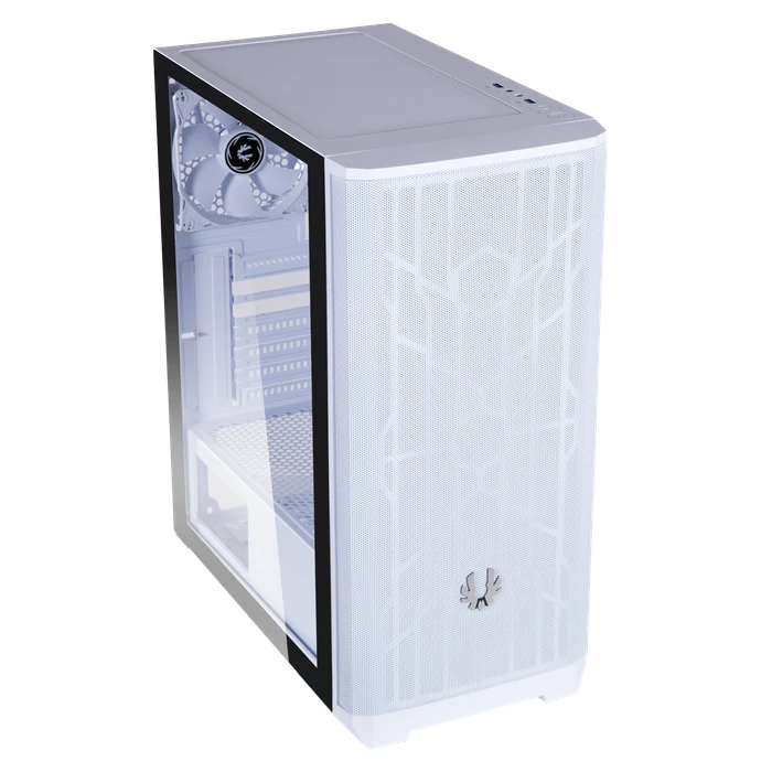 BitFenix Nova Mesh SE TG, weiß, inkl. 2x Lüfter, Glasfenster