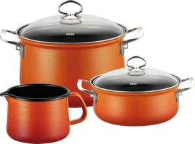 Riess Emaille Nouvelle Kochgeschirr-Set corall, 3-tlg.