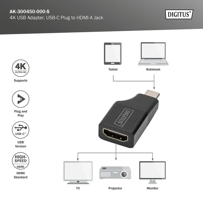 Digitus 4K USB Adapter USB-C 2.0 auf HDMI