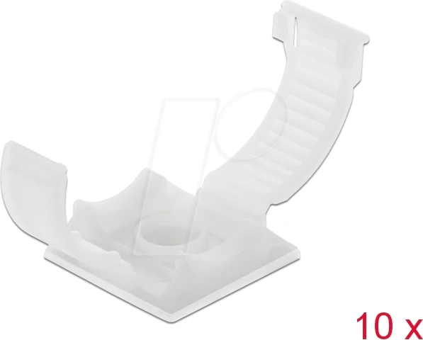 DeLOCK Kabelhalter mit Verschlussclip, selbstklebend, schraubbar, natur, 10 Stück