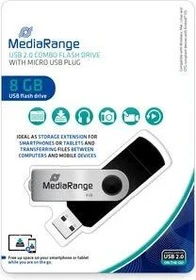MediaRange USB Kombo Speicherstick mit Micro USB 8GB, USB-A + USB Micro-B, USB 2.0