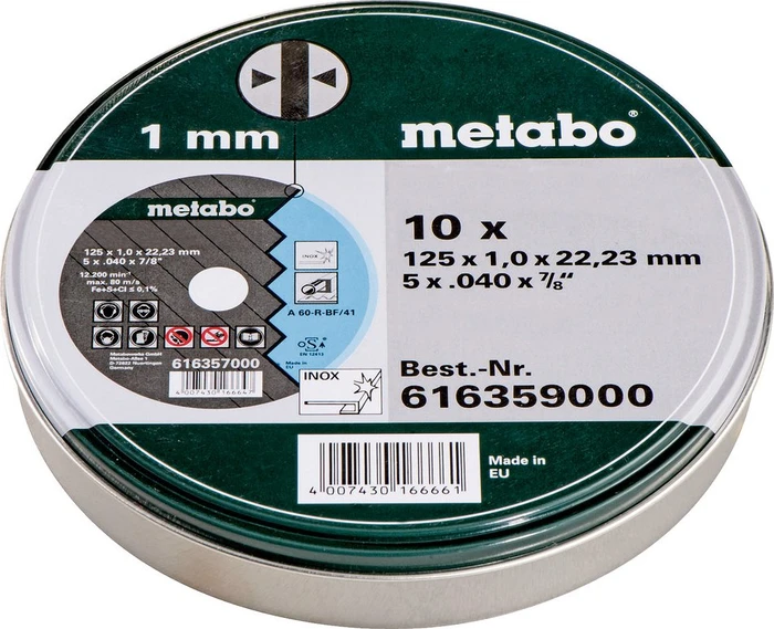 Metabo Inox TF 41 A 60-R Trennscheibe gerade, 125x1x22.23mm, 10 Stück