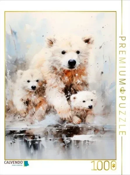 Calvendo Majestätische Eisbärfamilie in Acrylfarbe