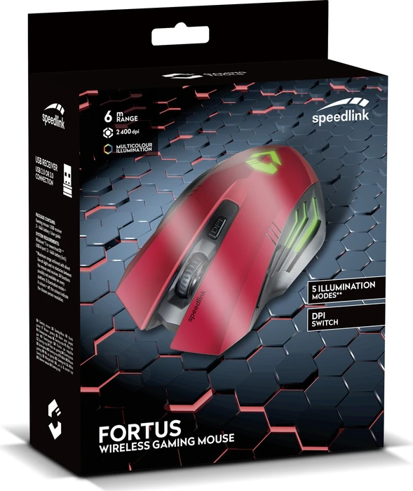 Speedlink Fortus Gaming Mouse Wireless schwarz/rot, USB