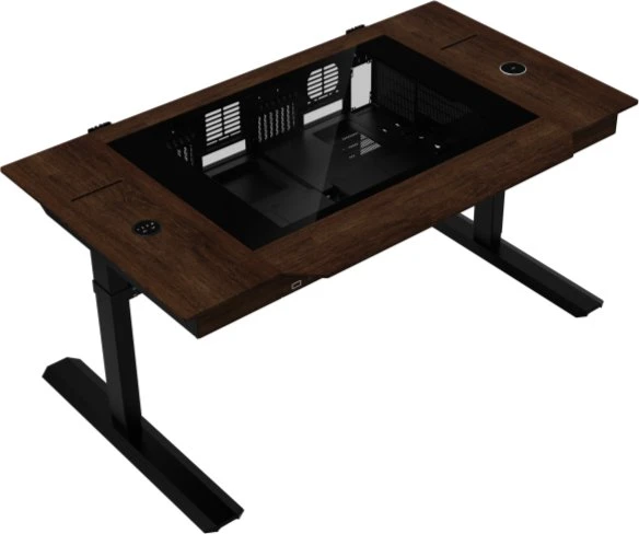 Lian Li DK07 Wood, schwarz/braun, Glasfenster