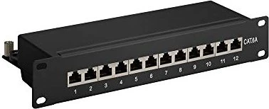 EFB Elektronik Mini-Patchpanel Cat6 10" , 12-Port, 1HE, 10", 1HE, grau