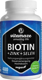 Vitamaze Biotin hochdosiert + Zink + Selen vegane Tabletten, 480 Stück