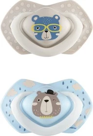 Canpol Babies Bonjour Paris Light touch Schnuller, 0-6M, Silikon, blau/beige, 2 Stück