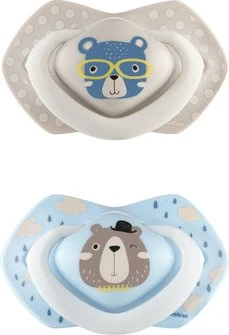 Canpol Babies Bonjour Paris Light touch Schnuller, 0-6M, Silikon, blau/beige, 2 Stück