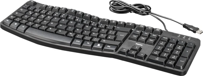Hama EKC-400 Ergonomische Tastatur mit Handballenauflage, schwarz, USB, DE