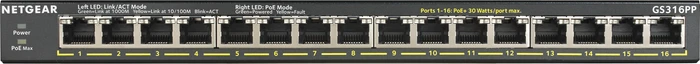 Netgear SOHO GS300 Desktop Gigabit Switch, 16x RJ-45, 183W PoE+