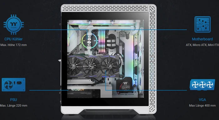 Thermaltake S500 TG Snow Edition, weiß, Glasfenster