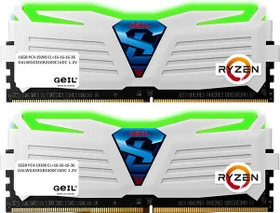 GeIL Super Luce AMD Edition weiß LED grün UDIMM 32GB Kit, DDR4-2400, CL16-16-16-36