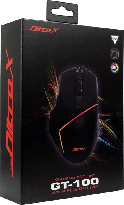 Inter-Tech Nitrox GT-100 RGB Gaming Maus schwarz, USB