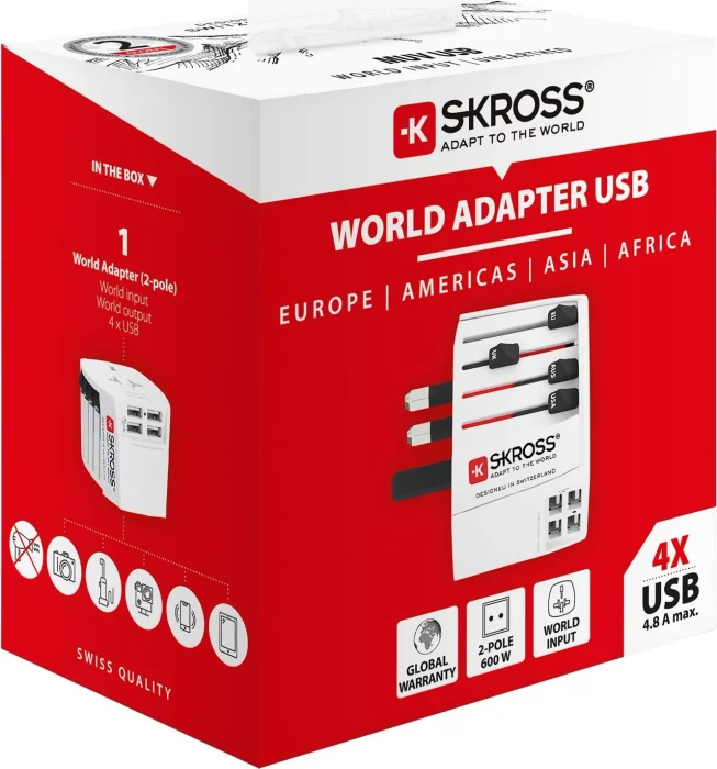 Skross World Travel Adapter MUV USB (4xA), 4x USB-A, weiß