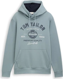 Tom Tailor Logo-Print Hoodie grey mint (Herren)