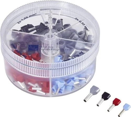 Vogt Zwillings-Aderendhülsen-Sortiment 0.75 mm², 1 mm², 1.5 mm², 2.5 mm² Teilisoliert