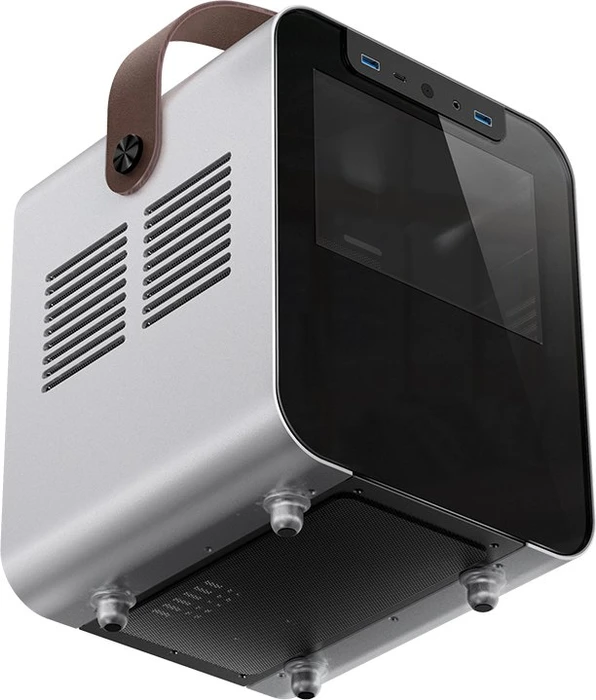 Jonsbo Jonsplus BO 100, silber, Glasfenster, Mini-ITX