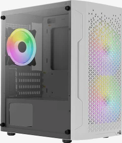 AeroCool Trinity Mini White, weiß, Lüfter LED Fixed RGB, Glasfenster (Trinity-Mini-G-WT-v2)