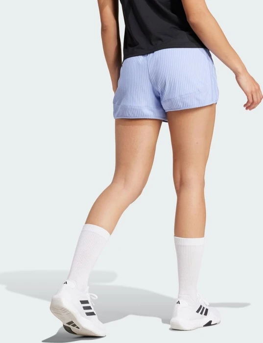 adidas Pacer All Gym Seasonal Rib High-Rise Tonal 3-Streifen Shorts blue spark (Damen)