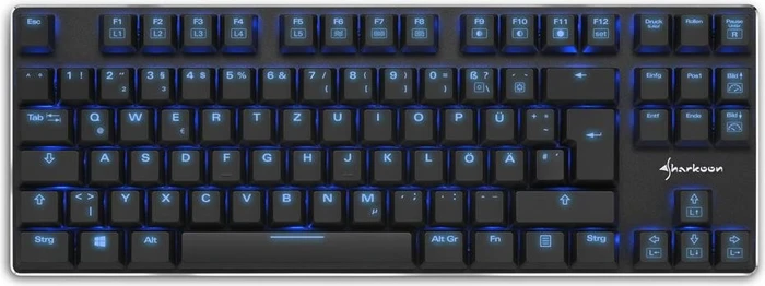 Sharkoon PureWriter TKL, Kailh Choc LOW PROFILE RED, USB, DE