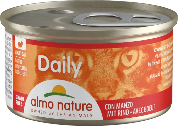 almo nature Daily Cats 85, Häppchen min Rind, 2.04kg (24x 85g)