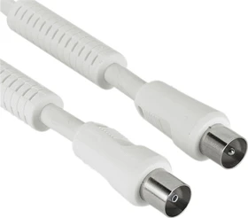 Hama Antennen-Kabel, Koax-Stecker - Koax-Kupplung, 90dB, 10m, weiß (00043560)
