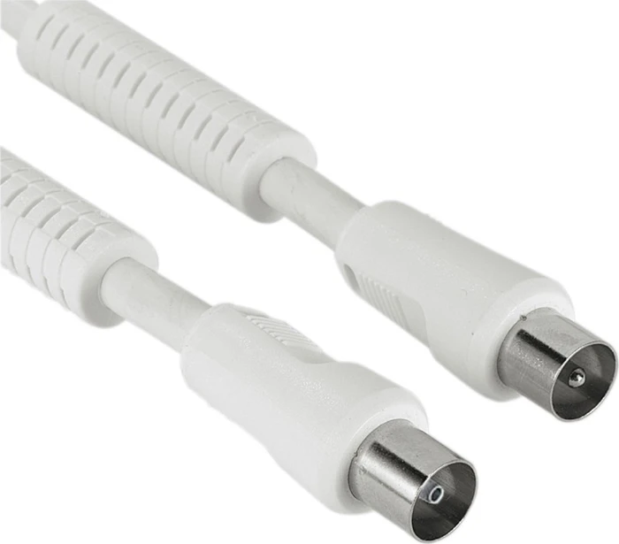 Hama Antennen-Kabel, Koax-Stecker - Koax-Kupplung, 90dB, 10m, weiß
