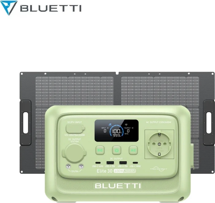 Bluetti Elite 30 V2 Solargenerator grün + 1x Solarpanel 100W, 288Wh