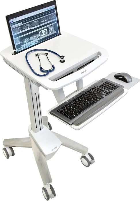 Ergotron StyleView SV41 Visitenwagen mit Notebookhalterung elektrisch höhenverstellbarer mobiler Arbeitsplatz 56x50cm grau/grau