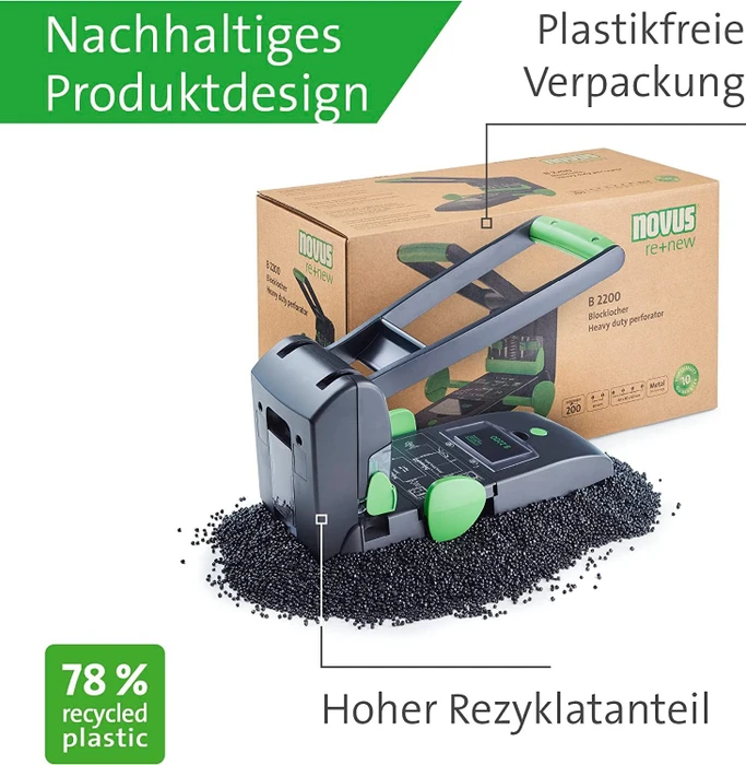Novus B 2200 re+new nachhaltiger 2in1 Blocklocher, schwarz/grün