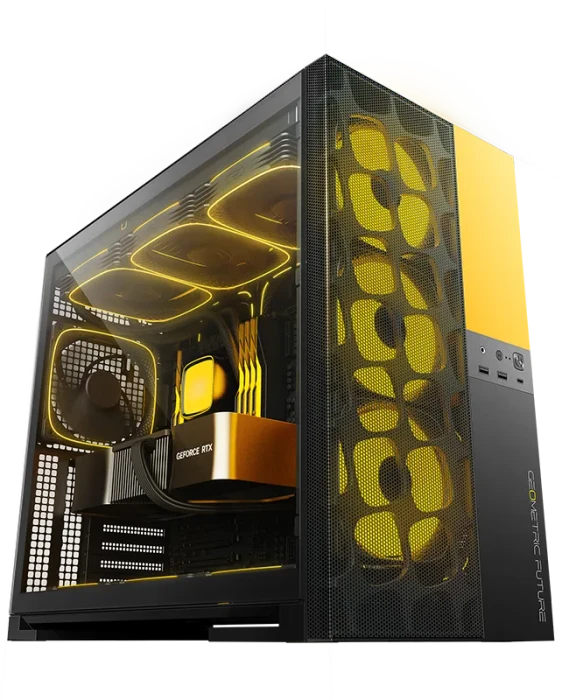 Geometric Future Model 5 Vent Black/Yellow, inkl. Lüfter, Glasfenster