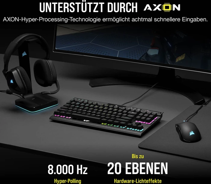 Corsair Gaming K70 RGB TKL - Champion Series, LEDs RGB, Corsair OPX, USB, UK