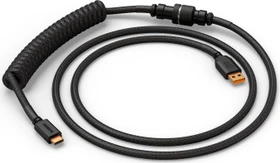 Glorious Premium Coiled Cable USB-C auf USB-A, vergoldet, Tastaturkabel (Spiral-Textilkabel), 1.37m, Phantom Black