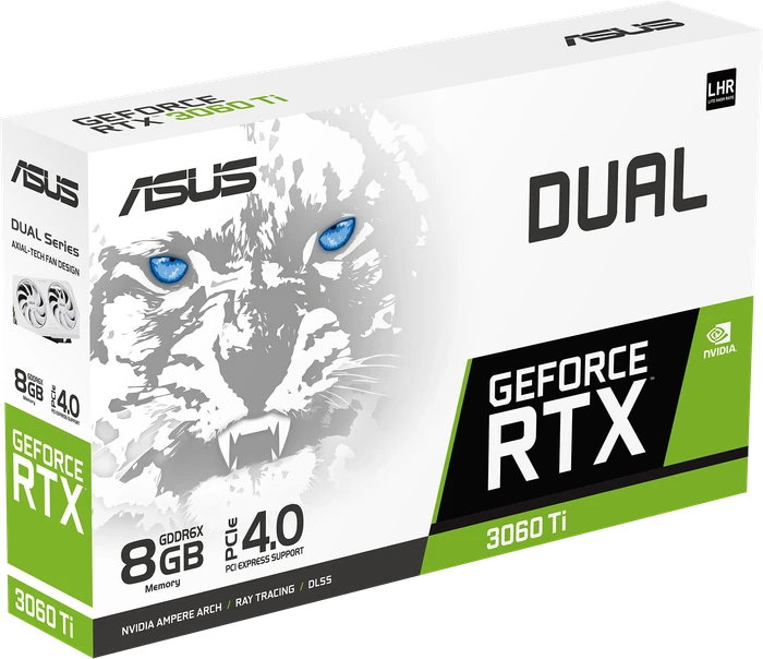 ASUS Dual GeForce RTX 3060 Ti White, DUAL-RTX3060TI-8GD6X-WHITE, 8GB GDDR6X, HDMI, 3x DP