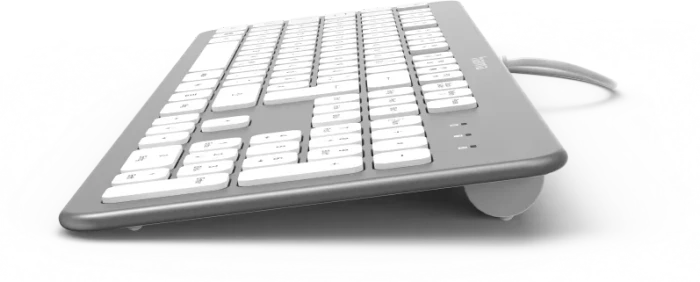 Hama KC-700 Slim-Design Tastatur, silber/weiß, USB, DE