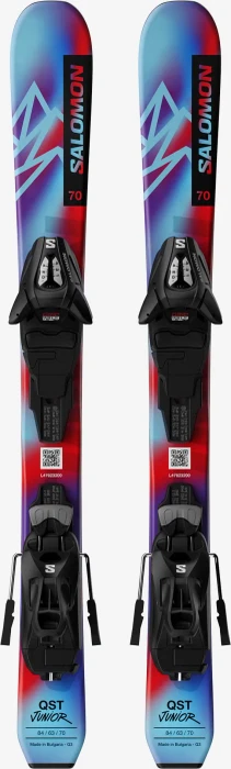 Salomon QST XS + C5 pastel neon blue 3/poppy red (inkl. Bindung) (Junior) (Modell 2025/2026)