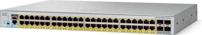 Cisco Catalyst 2960-L LAN Lite Rackmount Gigabit Managed Switch, 48x RJ-45, 4x SFP, 370W PoE+