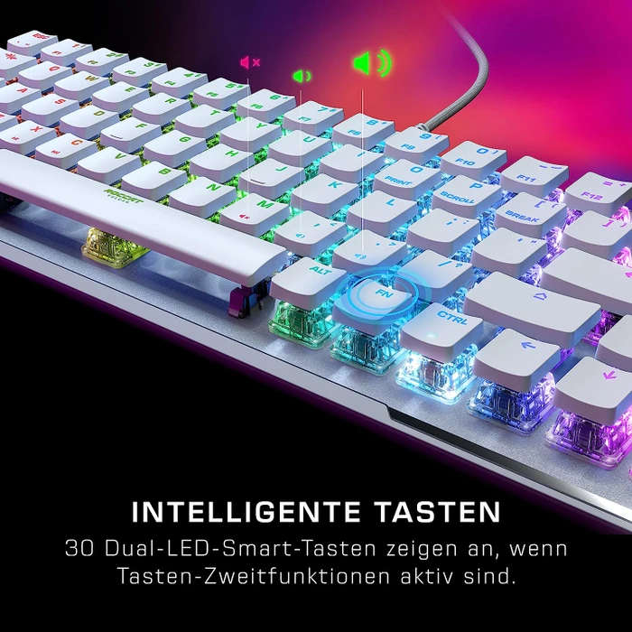 Roccat Vulcan II Mini Air, LEDs RGB, weiß/silber, TITAN II OPTICAL RED, USB/Bluetooth, DE