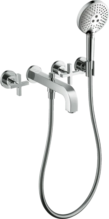 Hansgrohe Axor Citterio 3-Loch Wannenkombination mit Kreuzgriffen und Rosetten chrom