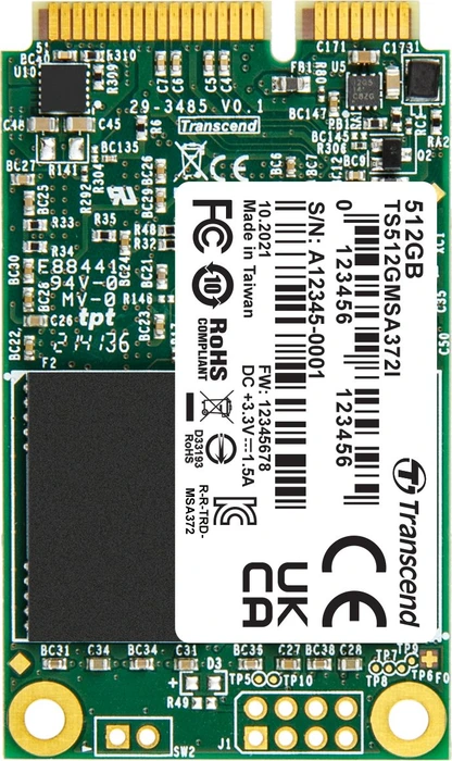 Transcend Industrial MSA372I 512GB, MO-300 / mSATA 6Gb/s