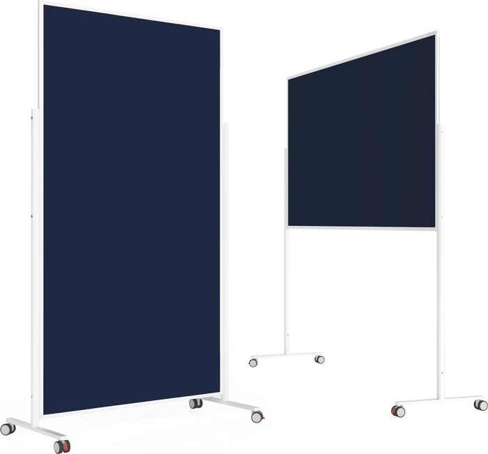 Magnetoplan Moderationstafel VarioPin, mobile Pinnwand mit dunkelblauen Filz, weiß/blau, 100x180cm (1181114)