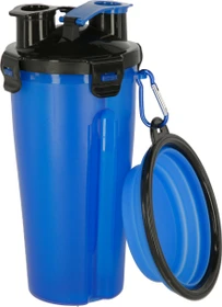 Kerbl Futter- und Wasserbehälter inkl. 250ml Reisenapf, 2x 350ml, blau/schwarz