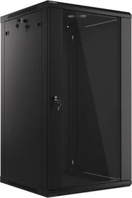 Lanberg 19" Wandschrank 22HE, hängend, Flat Pack, Glastür, IP20, RAL 9004, 600mm tief