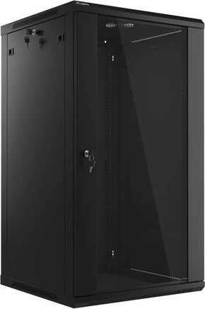 Lanberg 19" Wandschrank 22HE, hängend, Flat Pack, Glastür, IP20, RAL 9004, 600mm tief
