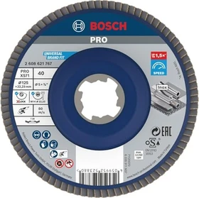 Bosch Professional X-LOCK X571 Best for Metal Fächerschleifscheibe gekröpft K40, 125x22.23mm, 1 Stück